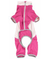 Pet Life Active 'Warm-Pup' Heathered Performance 4-Way Stretch Two-Toned Full Body Warm Up, Hot Pink / Light Pink - X-Small