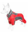 Pet Life Active 'Warm-Pup' Heathered Performance 4-Way Stretch Two-Toned Full Body Warm Up, Black / Red - Large