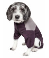 Pet Life Active 'Embarker' Heathered Performance 4-Way Stretch Two-Toned Full Body Warm Up, Burgundy - Large