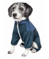 Pet Life Active 'Embarker' Heathered Performance 4-Way Stretch Two-Toned Full Body Warm Up, Teal / Navy - Medium