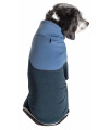 Pet Life Active 'Embarker' Heathered Performance 4-Way Stretch Two-Toned Full Body Warm Up, Teal / Navy - X-Large