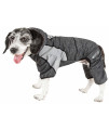 Pet Life Active 'Fur-Breeze' Heathered Performance 4-Way Stretch Two-Toned Full Bodied Hoodie, Black And Grey - Medium