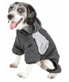 Pet Life Active 'Fur-Breeze' Heathered Performance 4-Way Stretch Two-Toned Full Bodied Hoodie, Black And Grey - Medium