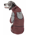 Pet Life Active 'Fur-Breeze' Heathered Performance 4-Way Stretch Two-Toned Full Bodied Hoodie, Burgundy - X-Large