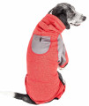 Pet Life Active 'Fur-Breeze' Heathered Performance 4-Way Stretch Two-Toned Full Bodied Hoodie, Fire Red And Light Grey - Medium