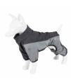 Pet Life Active 'Chase Pacer' Heathered Performance 4-Way Stretch Two-Toned Full Body Warm Up, Charcoal Grey And Black - X-Large
