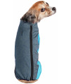 Pet Life Active 'Chase Pacer' Heathered Performance 4-Way Stretch Two-Toned Full Body Warm Up, Light Blue And Blue - Small