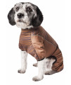 Pet Life Active 'Chase Pacer' Heathered Performance 4-Way Stretch Two-Toned Full Body Warm Up, Brown And Pattern - Large