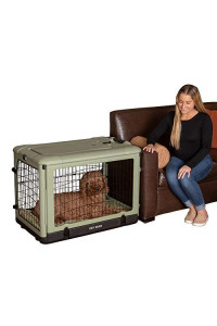 Pet Gear "The Other Door" 4 Door Steel Crate with Plush Bed + Travel Bag for Cats/Dogs, Sets up in Seconds No Tools Required, Built-in Handle/Wheels