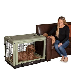Pet Gear "The Other Door" 4 Door Steel Crate with Plush Bed + Travel Bag for Cats/Dogs, Sets up in Seconds No Tools Required, Built-in Handle/Wheels