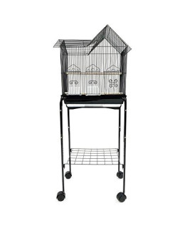 YML 1754 Bar Spacing Villa Top Bird Cage Black With stand