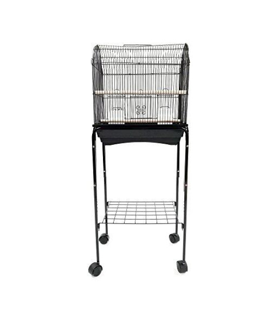 YML 1784 Bar Spacing Barn Top Bird Cage Black with Stand
