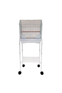 YML 1784 Bar Spacing Barn Top Bird Cage White with Stand
