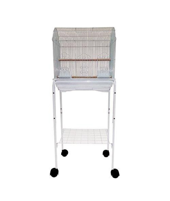 YML 1784 Bar Spacing Barn Top Bird Cage White with Stand