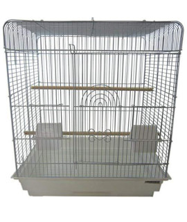 1914 1/2" Bar Spacing Flat Top Small Bird Cage - 20"x16" In White