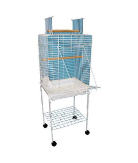 YML 20-Inch by 16-Inch Small Open Play Top Parrot Bird Cage, White Includes 18x18 Stand