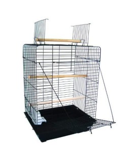 1924 3/4" Bar Spacing Open Play Top Small Parrot Bird Cage - 20"x16" In Black