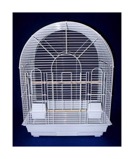 1934 1/2" Bar Spacing Round Top Small Bird Cage - 20"x16" In White