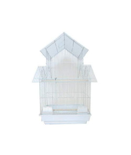 5844 3/8" Bar Spacing Pagoda Small Bird Cage - 18"x14" In White