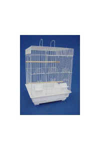 5924 3/8" Bar Spacing Flat Top Small Bird Cage - 18"x18" In White