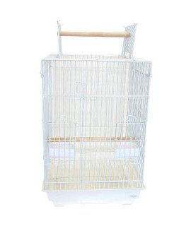 3/4" Bar Spacing Open Top Small Parrot Cage - 18"x18x27"(Top Closed) In White
