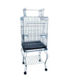 20" Open Top Parrot Cage With Stand In Antique Silver