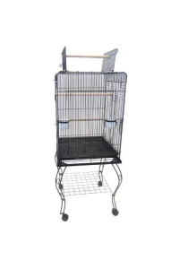 20" Open Top Parrot Cage With Stand In Black