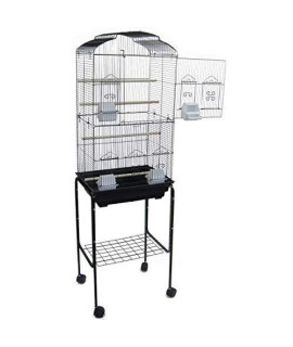 6804 3/8" Bar Spacing Tall Shall Top Small Bird Cage With Stand - 18"x14" In Black