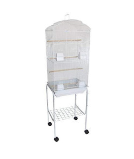 6804 3/8" Bar Spacing Tall Shall Top Small Bird Cage With Stand - 18"x14" In White