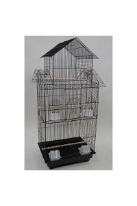 6844 3/8" Bar Spacing Tall Pagoda Top Small Bird Cage With Stand - 18"x14" In White