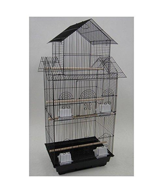 6844 3/8" Bar Spacing Tall Pagoda Top Small Bird Cage With Stand - 18"x14" In White