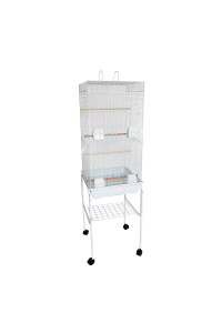 YML 6924 3/8" Bar Spacing Tall Flat Top Bird Cage with Stand, 18" x 18"/Small, White