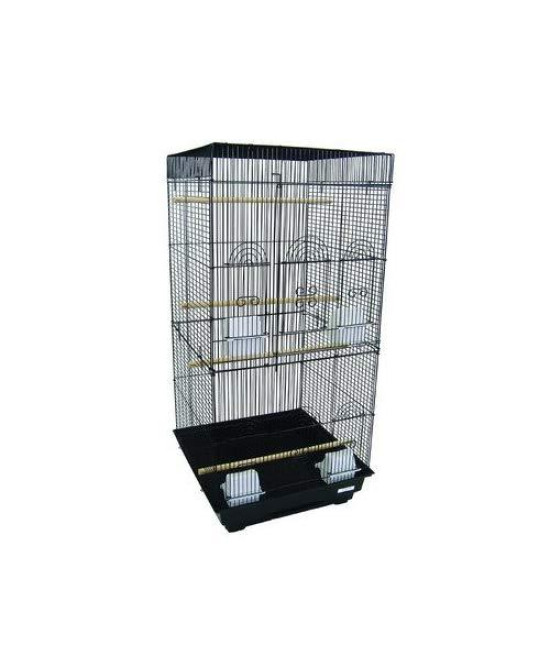 6924 3/8" Bar Spacing Tall SquareTop Small Bird Cage - 18"x18" In Black