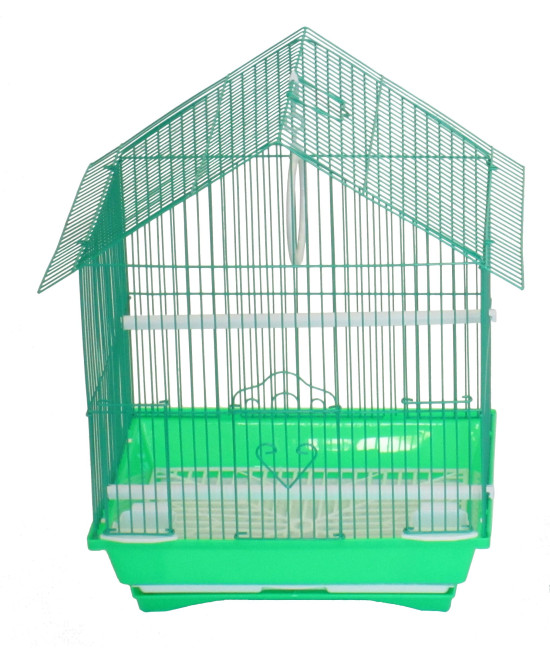 YML A1114MGRN House Top Style Small Parakeet Cage, 11" x 9" x 16"