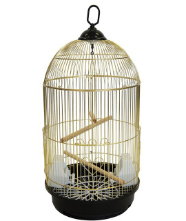YML A1594 Bar Spacing Round Bird Cage, Brass, Large