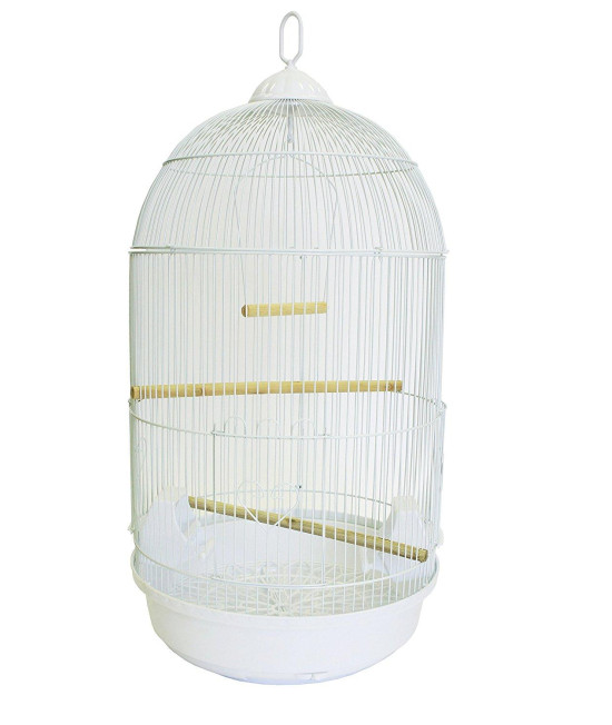 YML A1594 Bar Spacing Round Bird Cage, White, Large