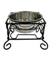 10" Wrought Iron Stand with Single Stainless Steel Feeder Bowls