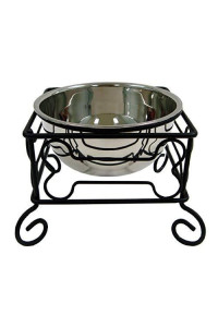 10" Wrought Iron Stand with Single Stainless Steel Feeder Bowls