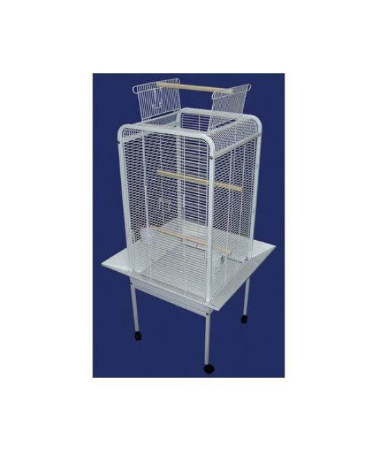 EF22 1/2" Bar Spacing Play Top Parrot Bird Cage - 22"x22" In White
