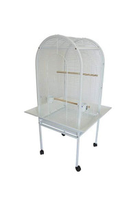 YML ER22 1/2" Bar Spacing Dome Top Parrot Bird Cage, 22" x 22", White