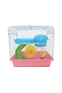 H167PK Dwarf Hamster, Mice Cage, with Accessories, Pink