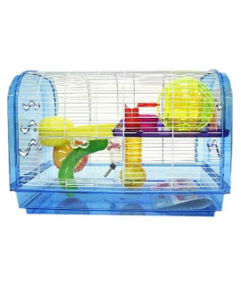 H1812A Clear Plastic Dwarf Hamster, Mice Cage, Dome with Color Accessories, Blue