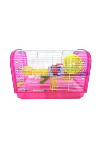 H1812A Clear Plastic Dwarf Hamster, Mice Cage, Dome with Color Accessories, Pink