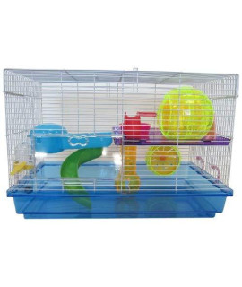 H1812 Clear Plastic Dwarf Hamster, Mice Cage with Color Accessories, Blue