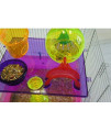 H1812 Clear Plastic Dwarf Hamster, Mice Cage with Color Accessories, Pink