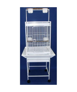 WI18 1/2" Bar Spacing Play Top Wrought Iron Parrot Cage - 18"x18" in White