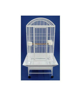 WI24R 3/4" Bar Spacing Dome Top Wrought Iron Parrot Cage - 24"x22" In White