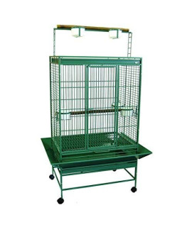 WI32 3/4" Bar Spacing Play Top Wrought Iron Parrot Cage - 32"x23" In Antique Copper