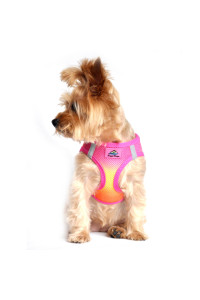 American River Choke Free Dog Harness Ombre Collection - Raspberry Pink and Orange(Size-XS)