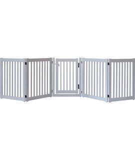 Highlander Series Solid Wood Pet Gates are Handcrafted by Amish Craftsman - 32" High - 5 Panel Walk Through - Pumice Grey